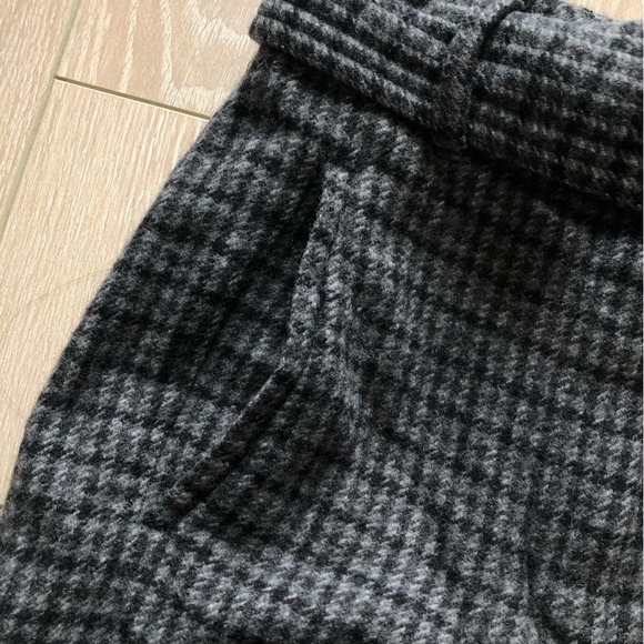 Aritzia Wilfred Front Tie Plaid Wool Cashmere Blend Pants in Charcoal Grey - Picture 11 of 13